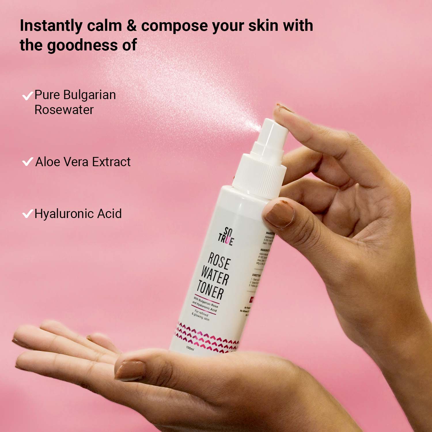 Rose Water Spray with Bulgarian Rose & Hyaluronic Acid 100ml - Image 3
