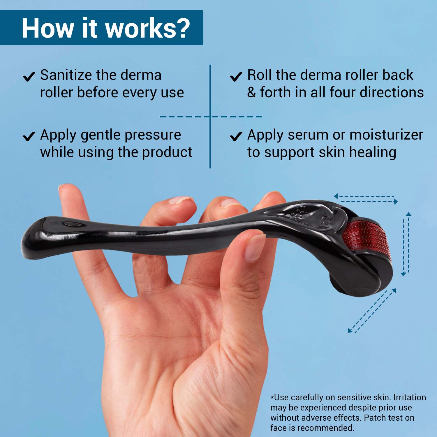 Derma Roller 1mm with Sanitizer | For Hair and Skin - Image 6