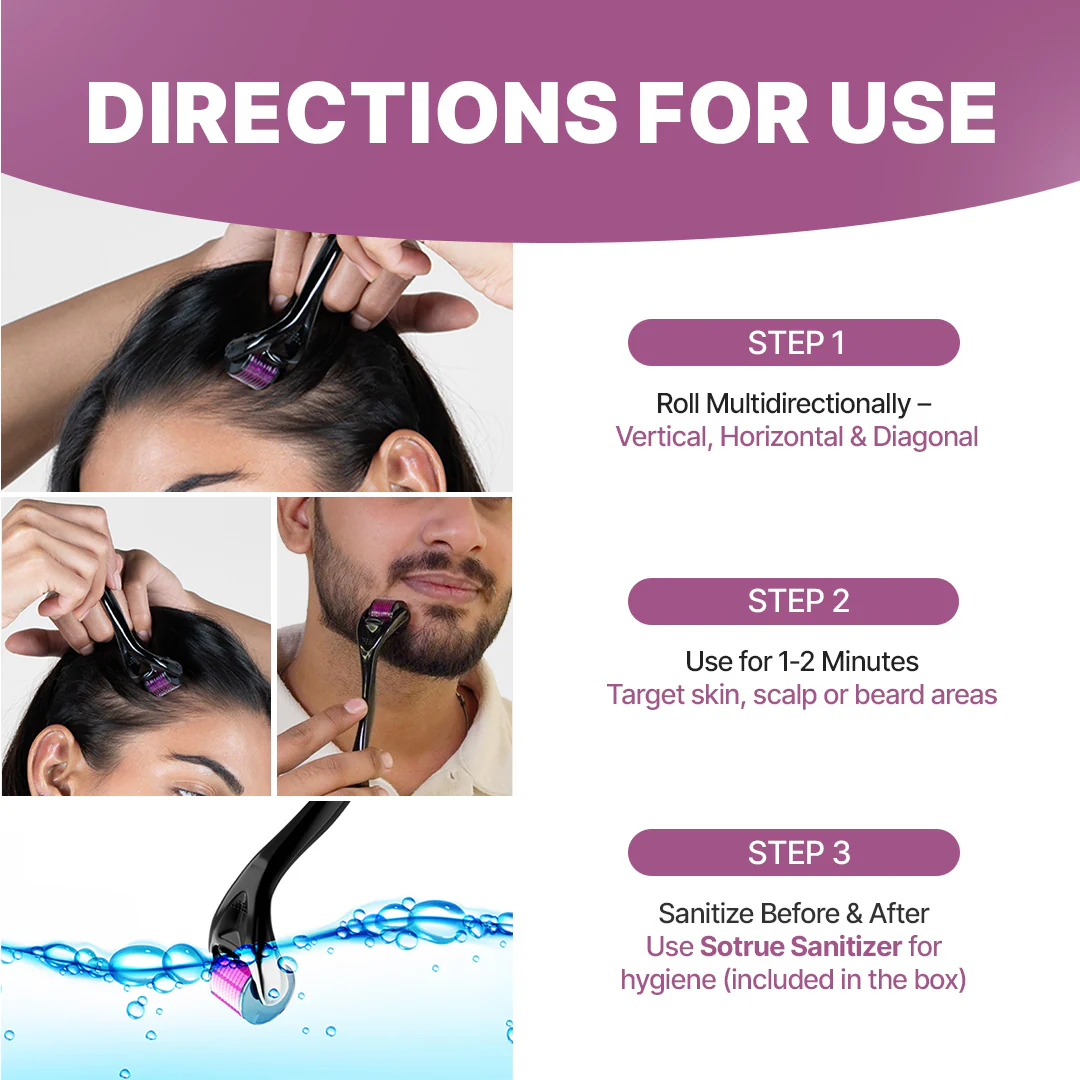 Derma Roller (0.5mm) with Sanitizer | For Hair & Skin - Image 7