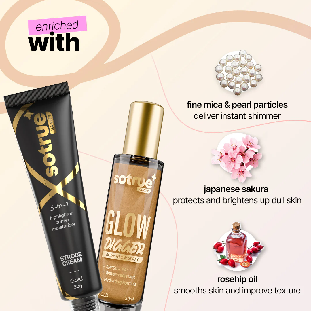 Face & Body Glow Combo | Gold Strobe Cream & Body Glow Spray - Image 5