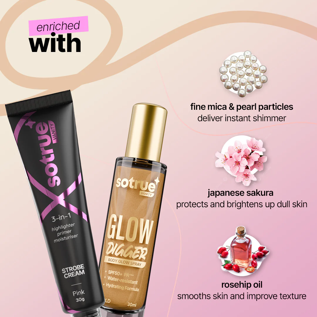 Face & Body Glow Combo | Pink Strobe Cream & Body Glow Spray - Image 5