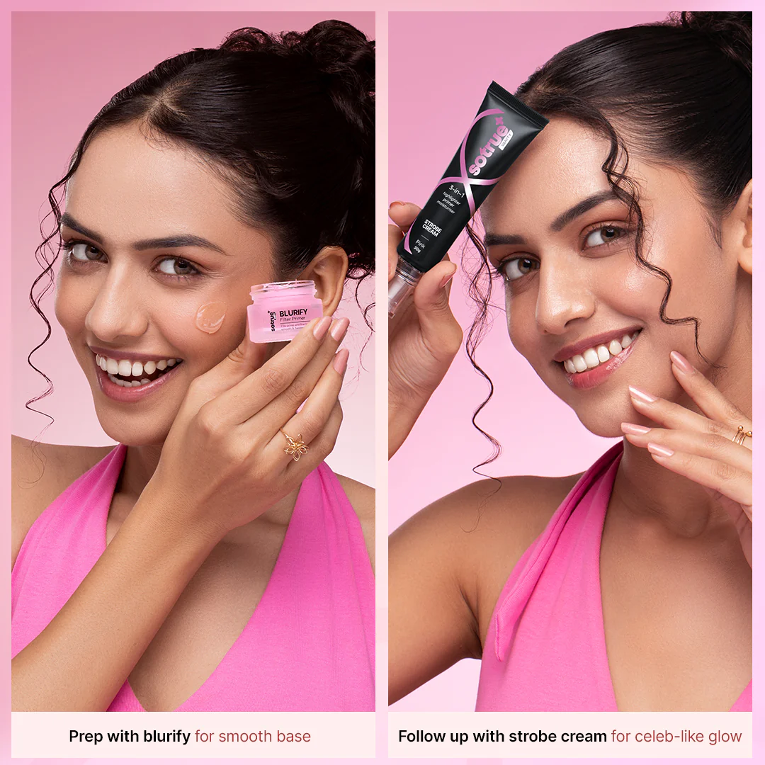 Prep & Glow Combo | Primer + Strobe Cream (Pink) - Image 3