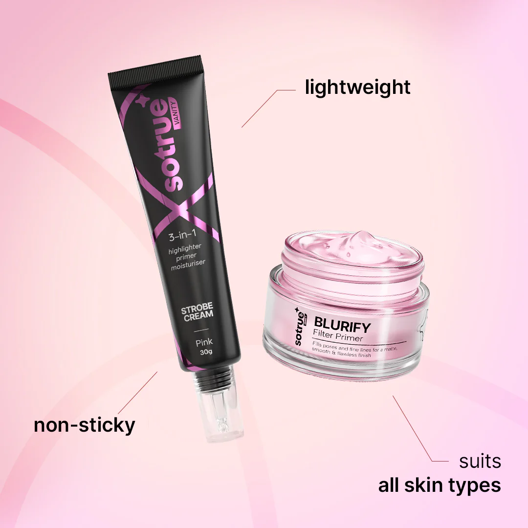 Prep & Glow Combo | Primer + Strobe Cream (Pink) - Image 4