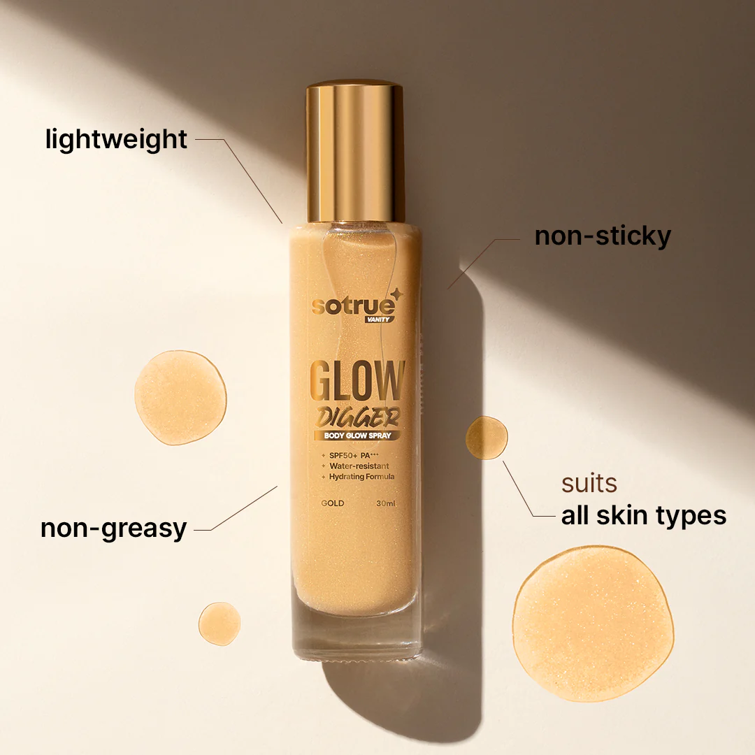 Glow Digger Body Glow Spray | SPF 50+ PA+++ | Instant Radiant Shine - Image 3